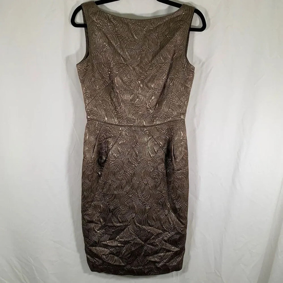 Banana Republic Dress Women's 6 Brown Metallic Sleeveless Textured Knee Length - Picture 1 of 8